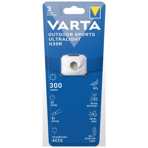 VARTA LED OUTDOOR SPORTS ULTRALIGHT H30R fehér fejlámpa - 18631
