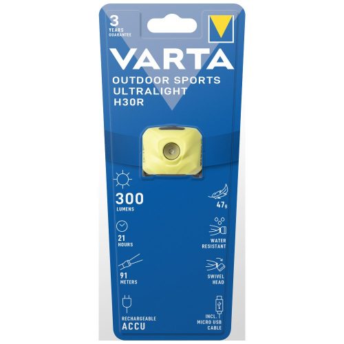 VARTA LED OUTDOOR SPORTS ULTRALIGHT H30R lime fejlámpa - 18631