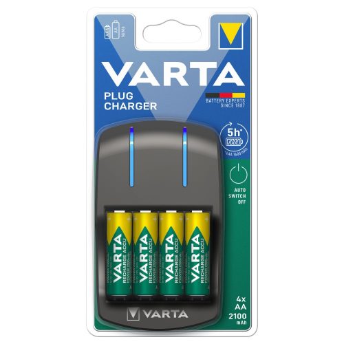 VARTA Plug töltő + 4db AA 2100 mAh akkumulátor - 57647