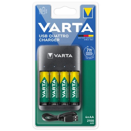 VARTA VALUE USB QUATTRO töltő + 4db AA 2100 mAh akkumulátor - 57652