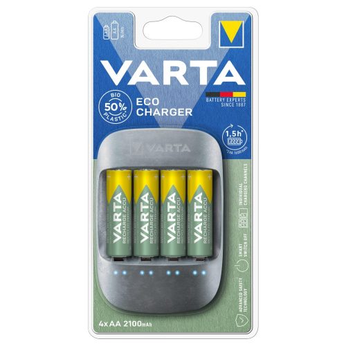 VARTA ECO töltő + 4db AA 2100 mAh akkumulátor - 57680