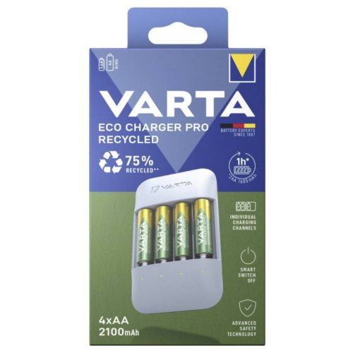 VARTA Eco Charger Pro Recycled töltő + 4db AA 2100 mAh akkumulátor - 57683