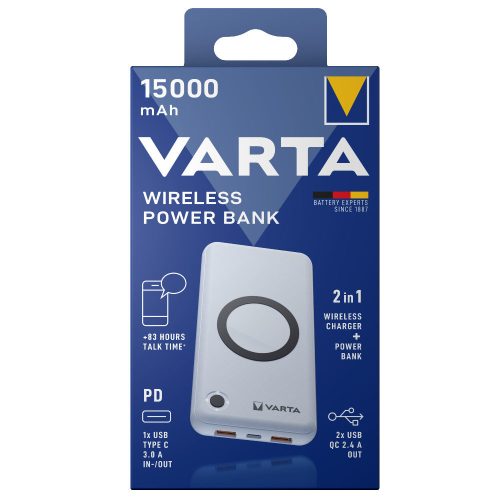 VARTA Portable Wireless Power Bank 15000mAh töltő - 57908