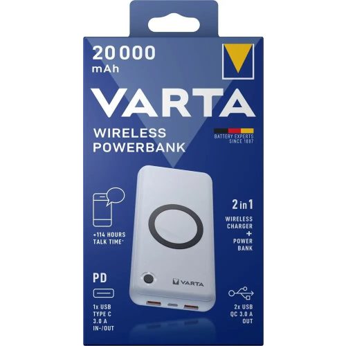 VARTA Portable Wireless Power Bank 20000mAh töltő - 57909