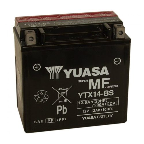Yuasa YTX14-BS 12V 12Ah 200A AGM motorkerékpár akkumulátor - 512014