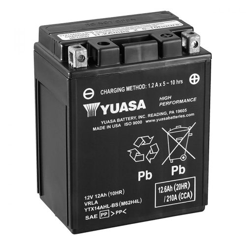 Yuasa YTX14AHL-BS 12V 12Ah AGM motorkerékpár akkumulátor