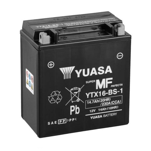 Yuasa YTX16-BS-1 12V 14Ah 230A AGM motorkerékpár akkumulátor - 514901